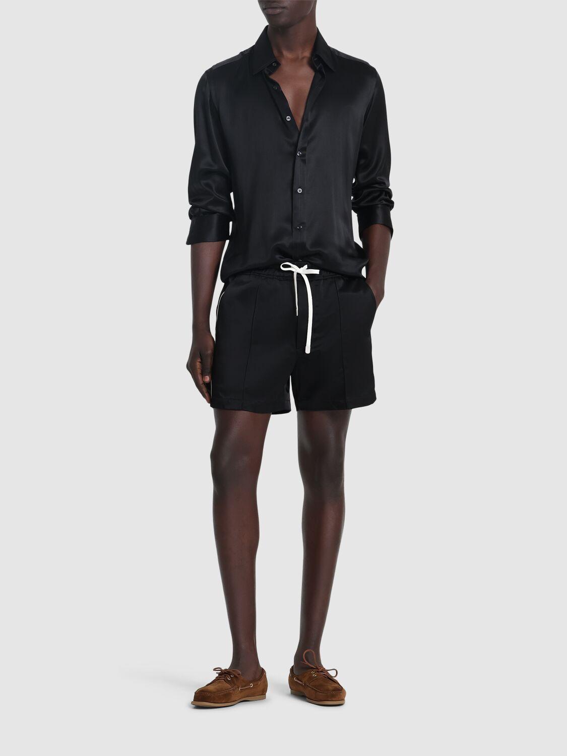 TOM FORD Shiny Satin Shorts with Piping