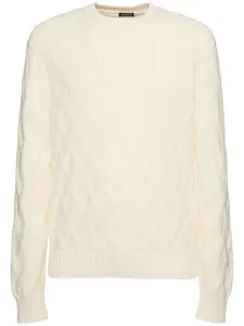 ZEGNA Geometric Design Cotton Crewneck Sweater