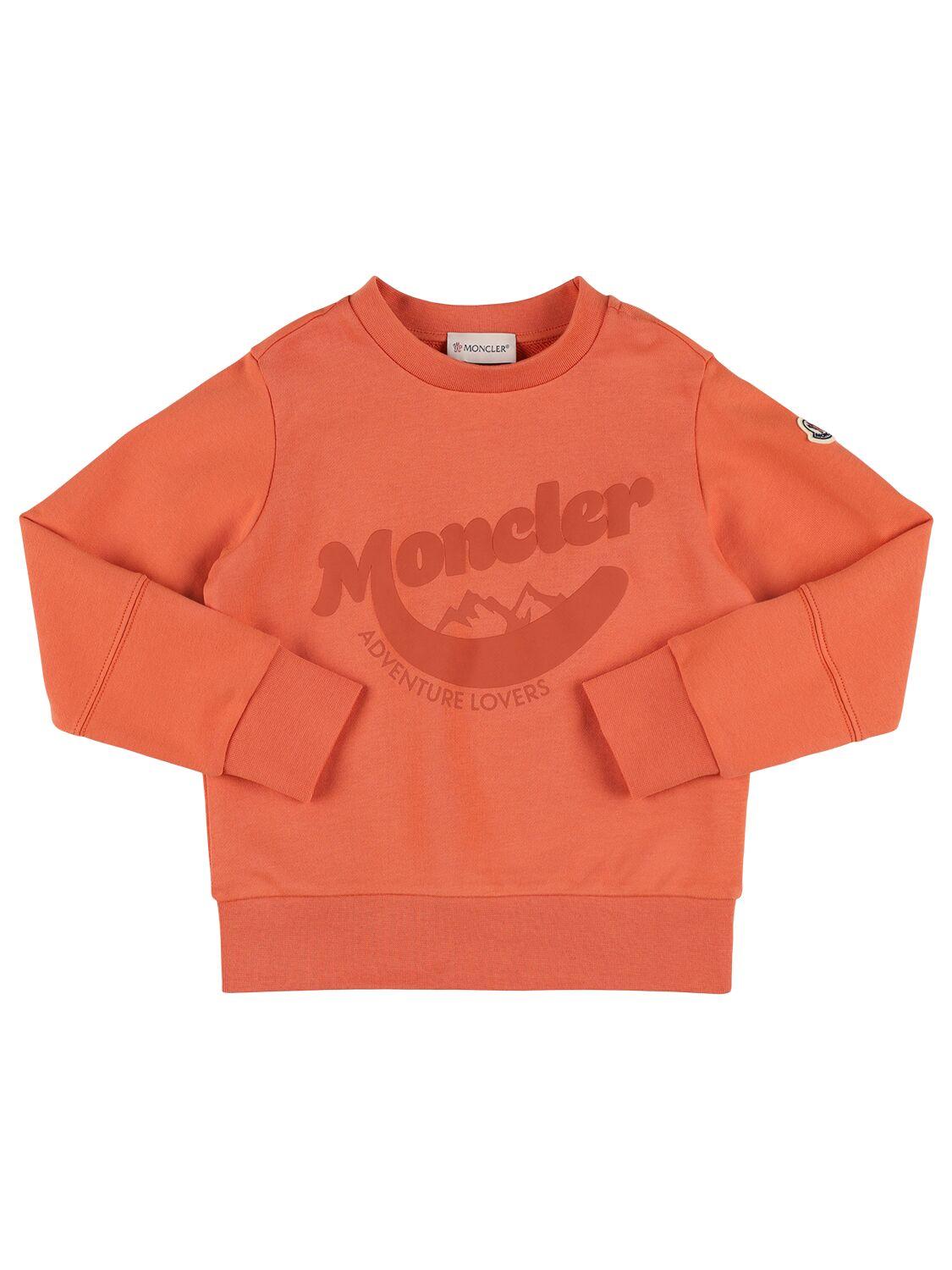MONCLER Logo Cotton Fleece Crewneck Sweatshirt