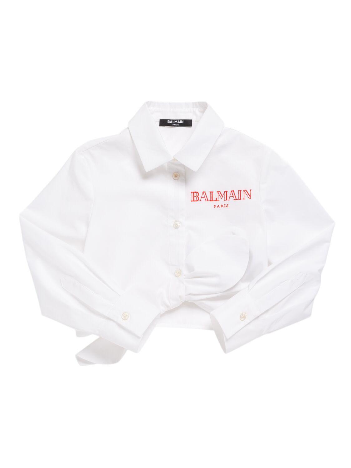 BALMAIN Cotton Poplin Cropped Shirt