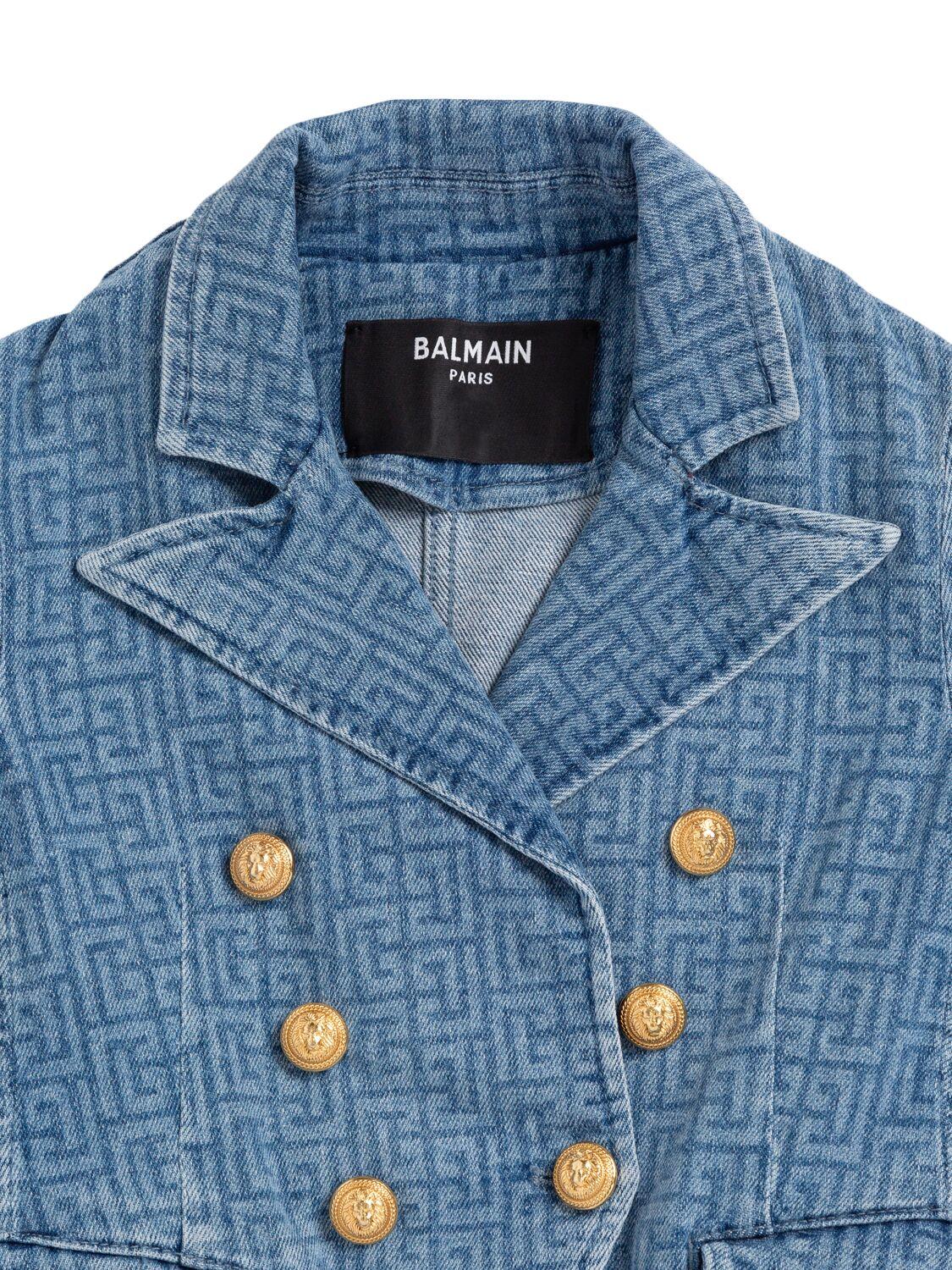 BALMAIN Stretch Cotton Denim Blazer