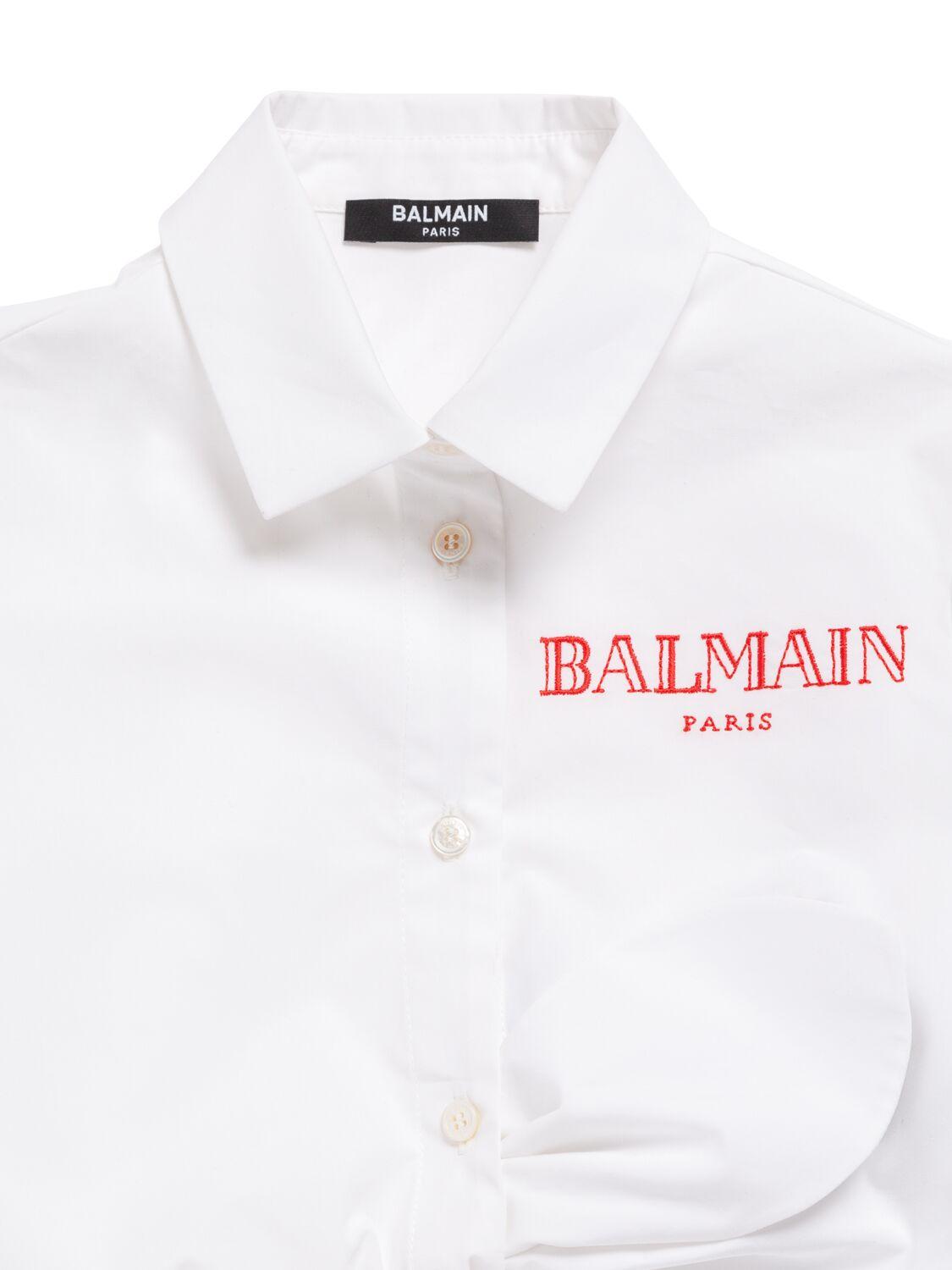 BALMAIN Cotton Poplin Cropped Shirt