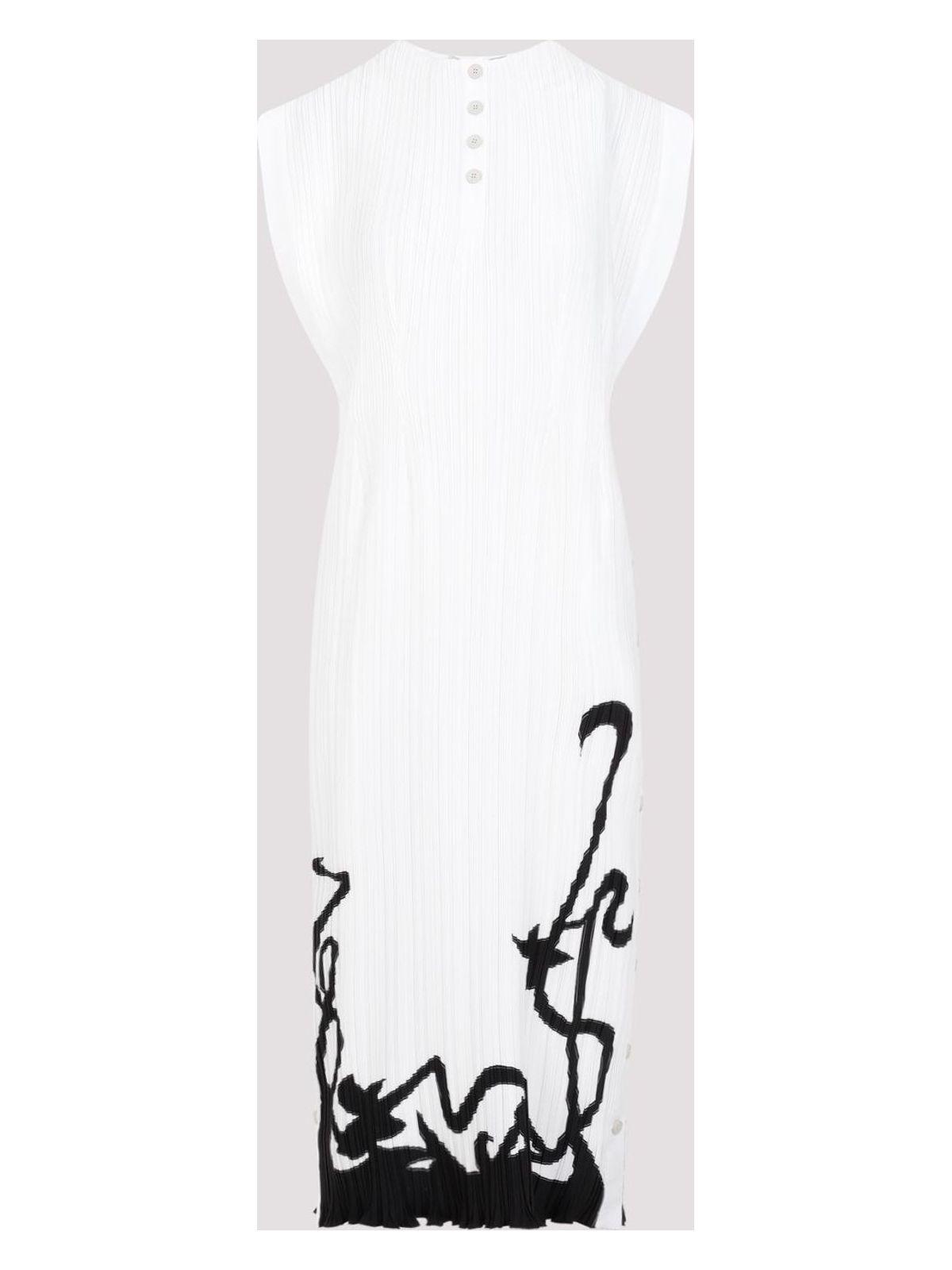 Lanvin Women's Sleeveless Pleated Midi Dress in White