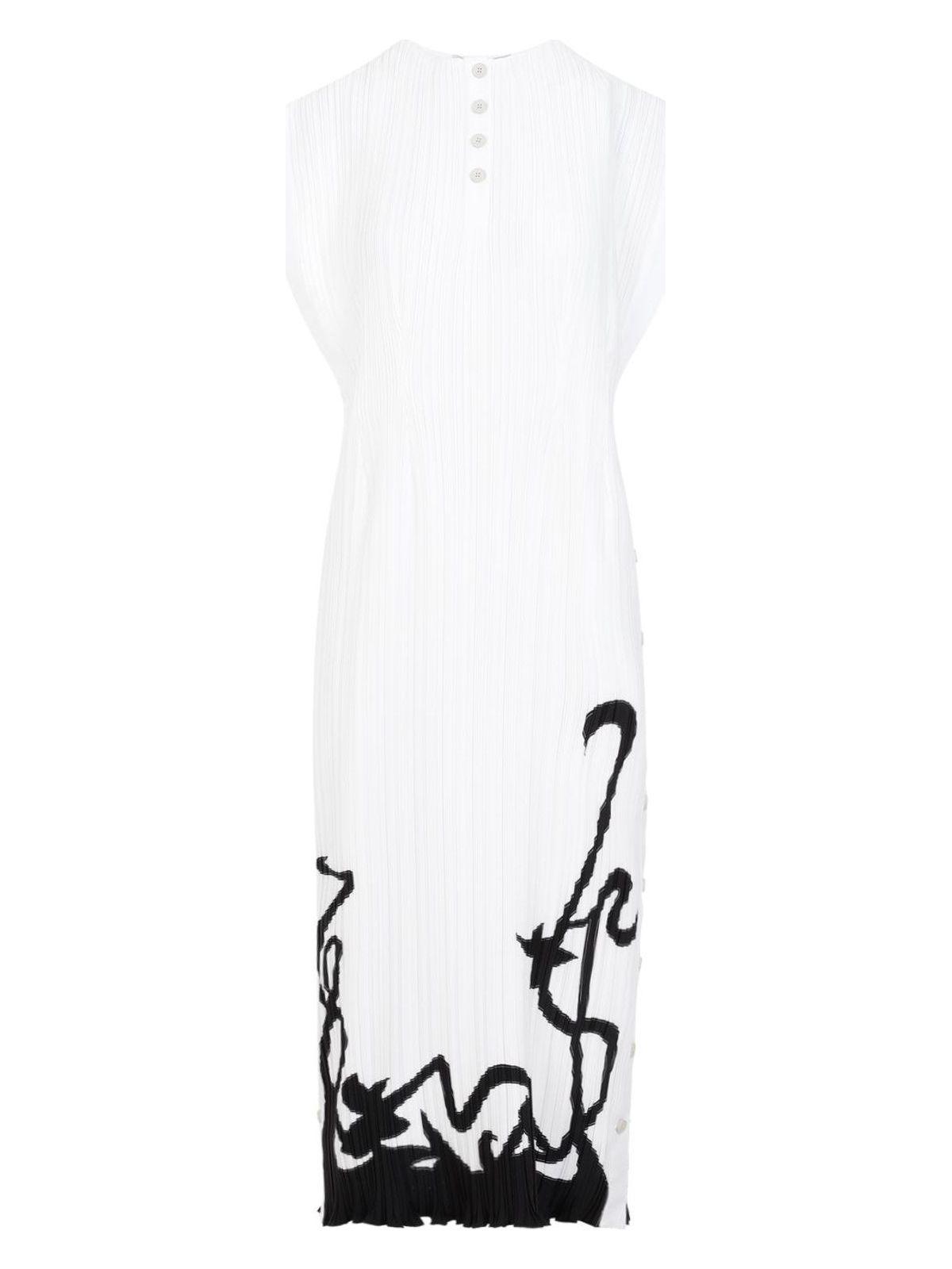 Lanvin Women's Sleeveless Pleated Midi Dress in White