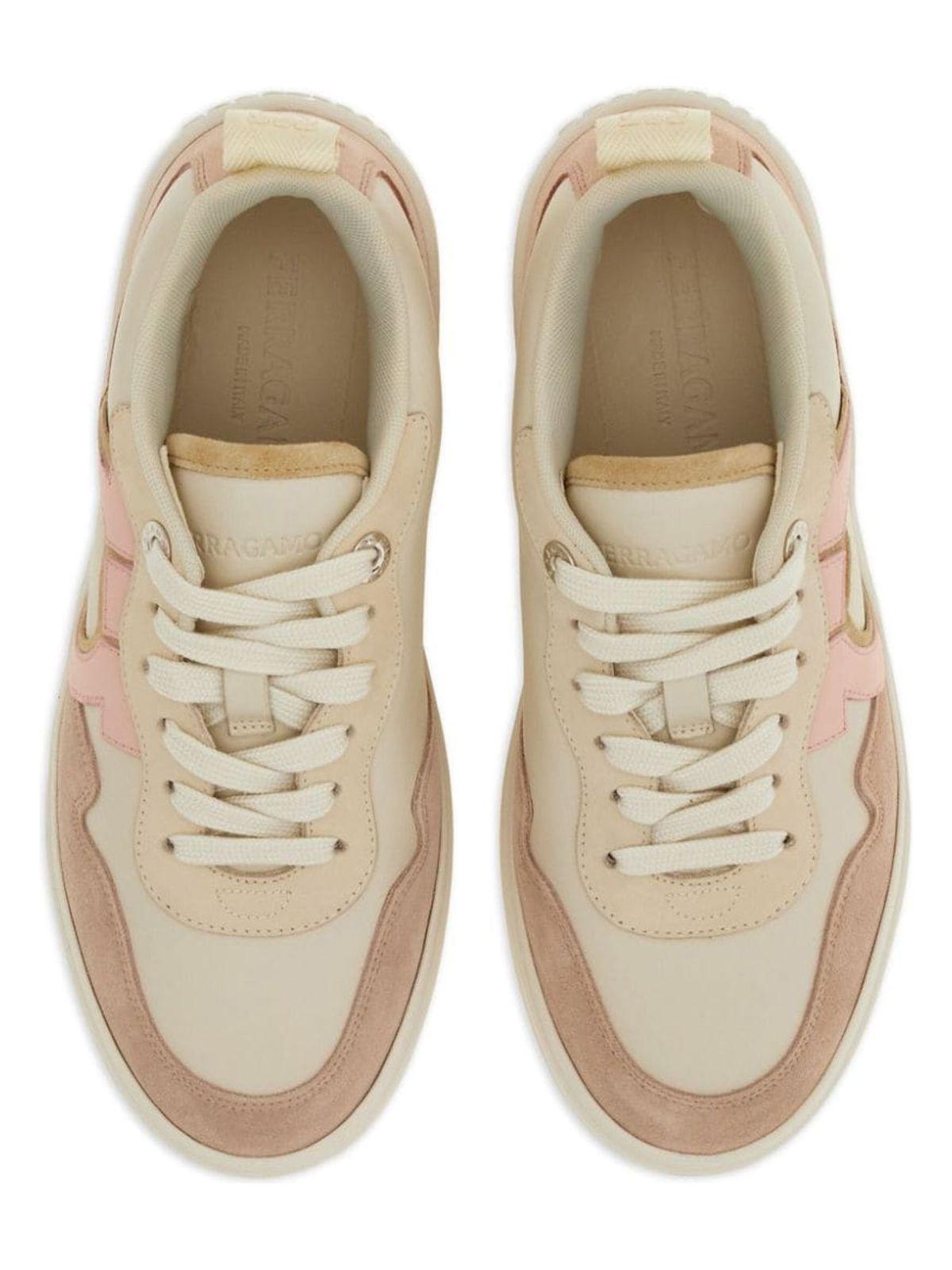 Ferragamo Women's Gancini Leather Sneakers in Powder