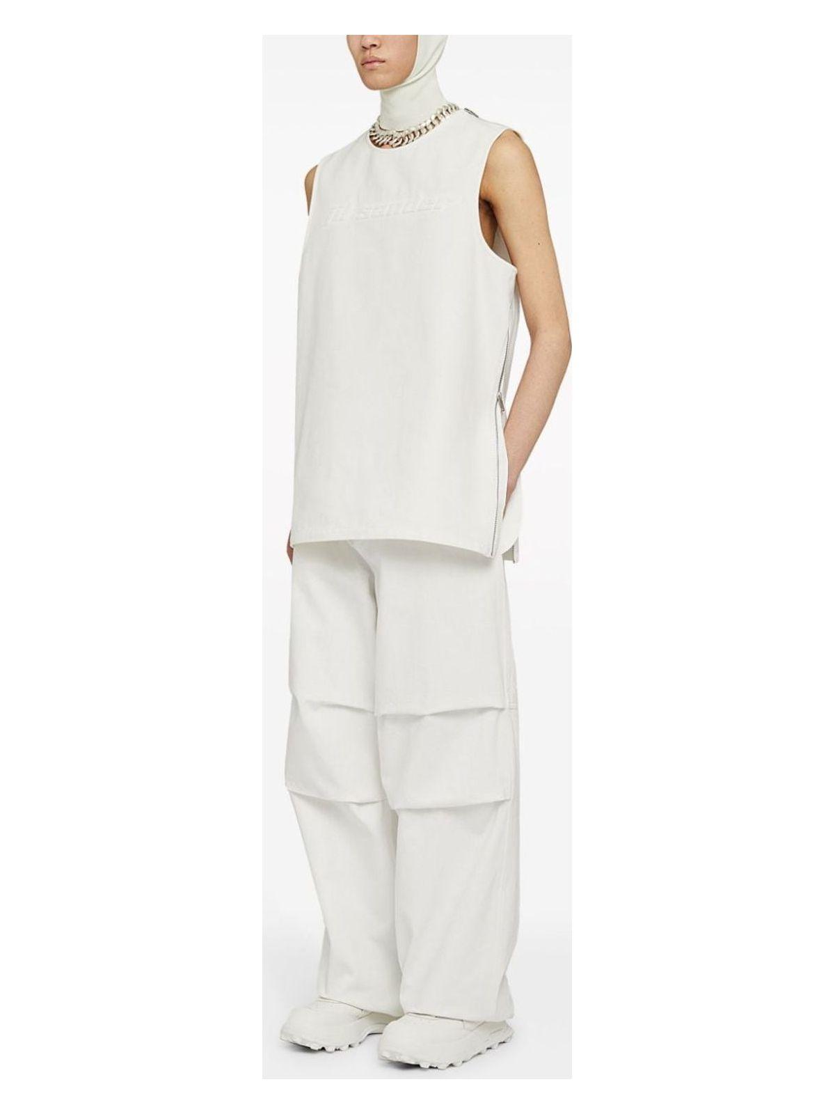 Jil Sander Tapered Cotton Trousers in White