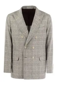 Brunello Cucinelli Men's One-And-A-Half-Breasted Deconstructed Jacket In Prince Of Wales in Pearl