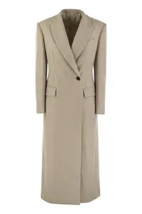 Brunello Cucinelli Lightweight Wool Cloth Coat With Jewellery