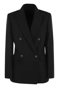 Brunello Cucinelli Women's Wool And Cashmere Jacket With Necklace in Black