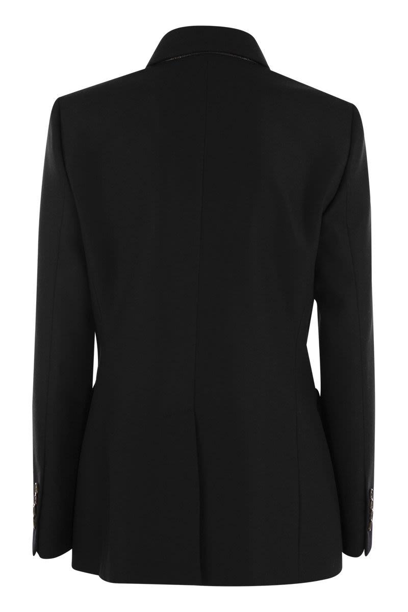 Brunello Cucinelli Women's Wool And Cashmere Jacket With Necklace in Black