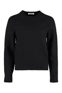 Jil Sander Women's Crew-Neck Wool Sweater in Black