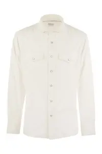 Brunello Cucinelli Men's Cotton Shirt in White