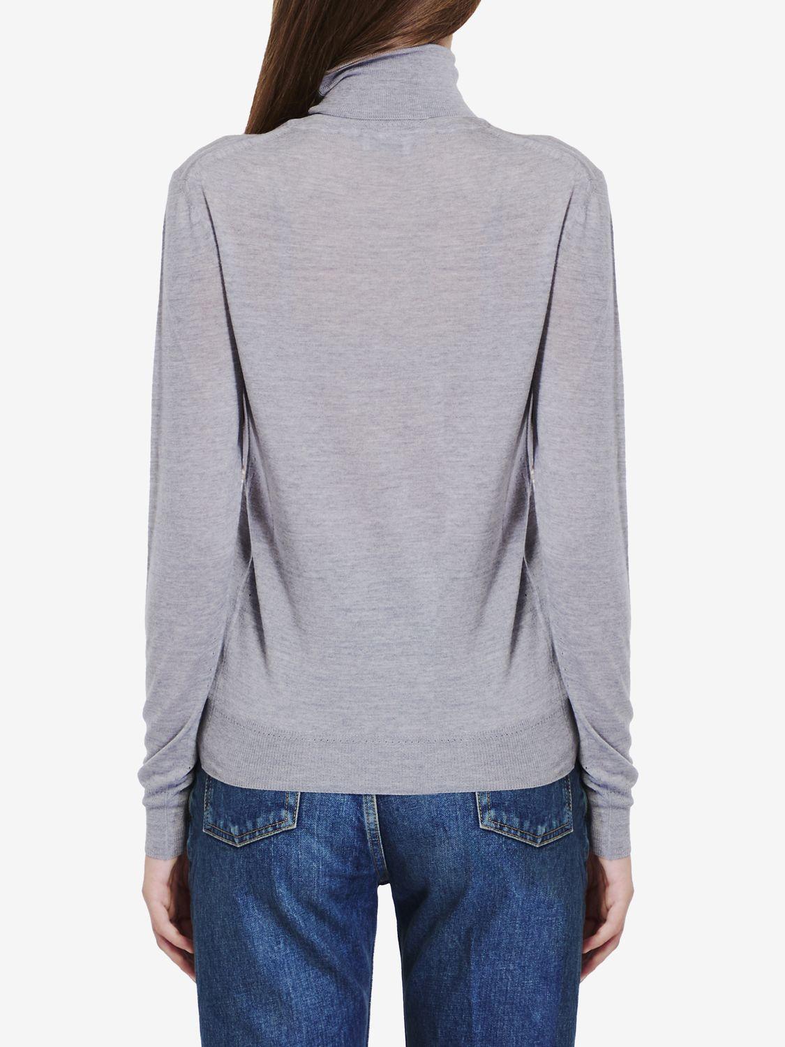 Saint Laurent Women's Wool Turtleneck Sweater in Grey