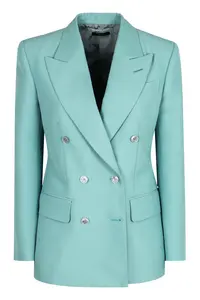 Tom Ford Women's Double-Breasted Wool Blazer in Light Blue