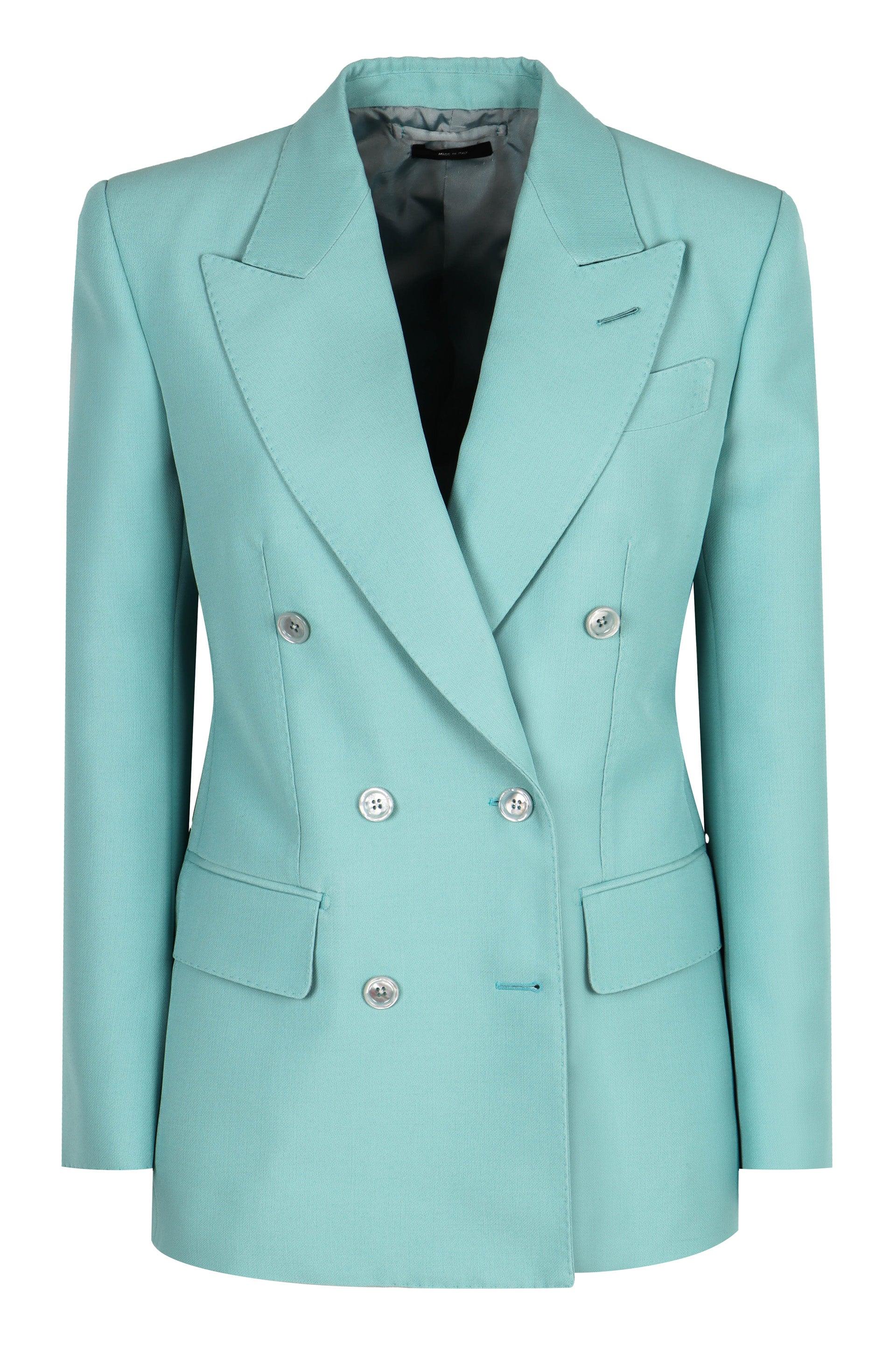 Tom Ford Women's Double-Breasted Wool Blazer in Light Blue