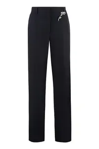 Prada Women's Wool Gabardine Trousers in Blue