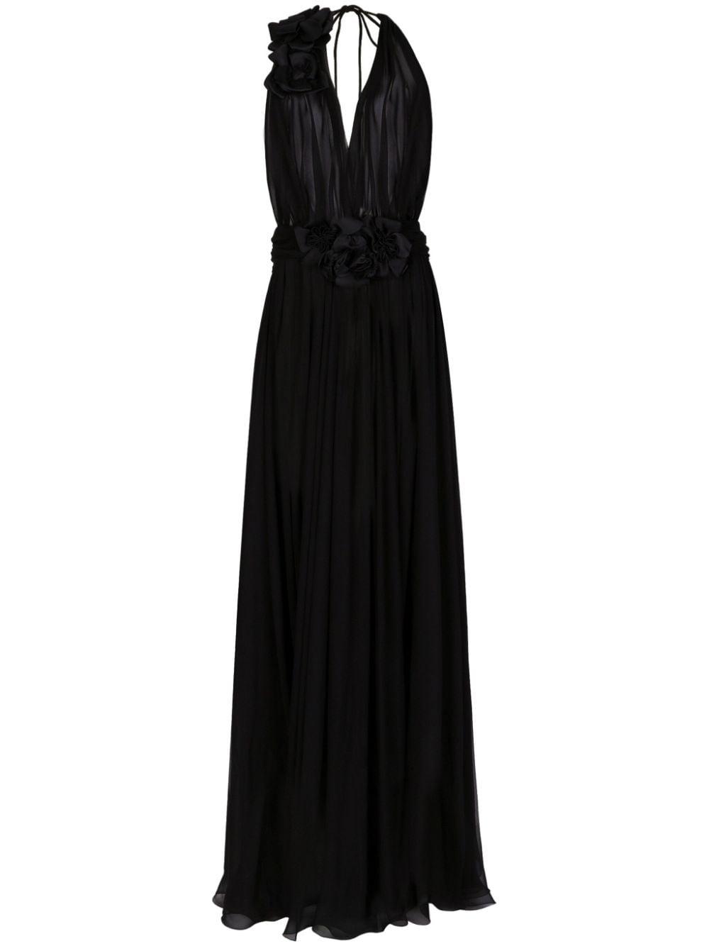 Dolce & Gabbana Women's Silk Long Dress in Black