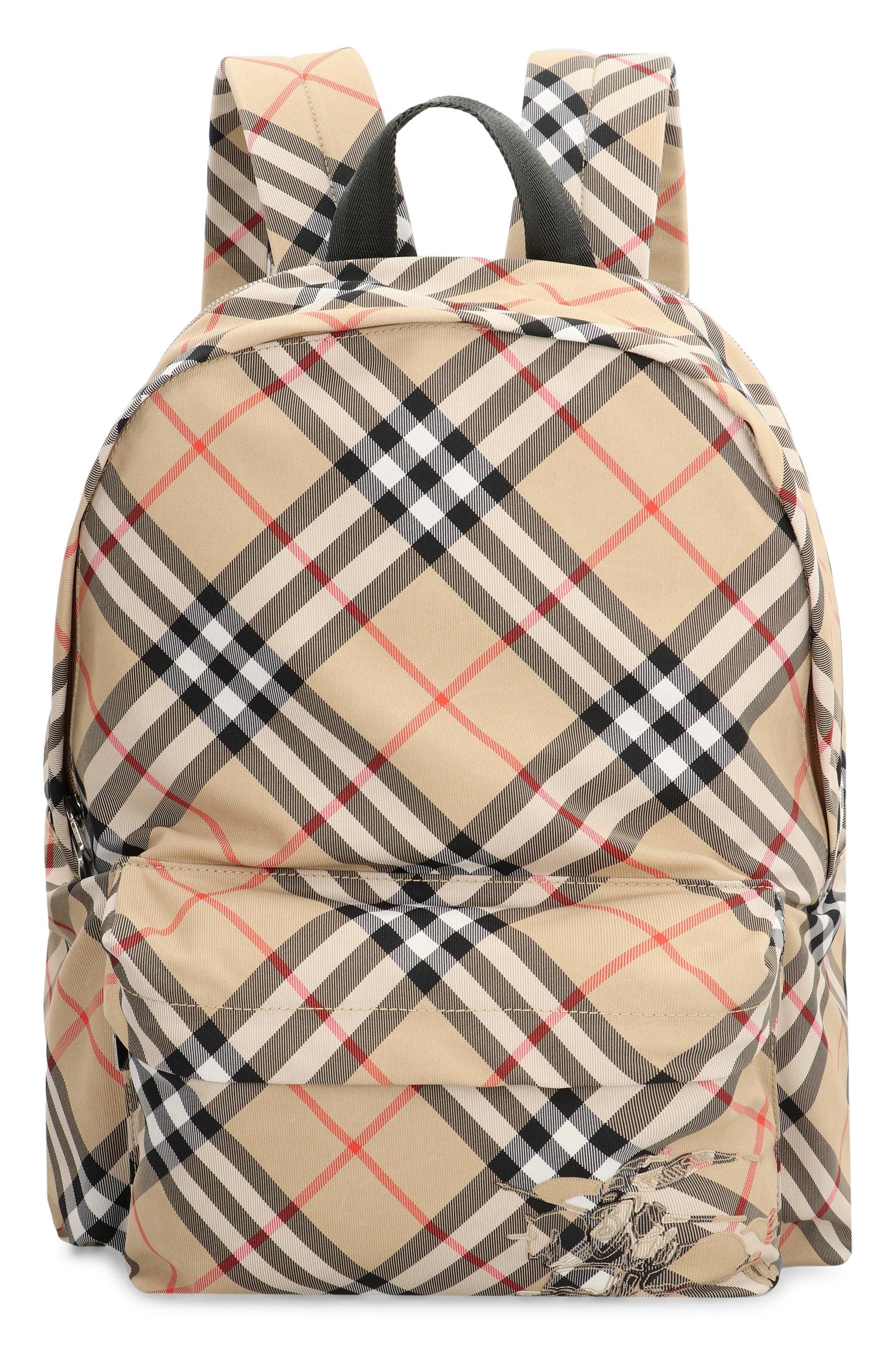 Burberry Men's Check Nylon Backpack in Beige