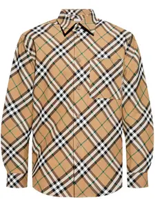 Burberry Men's Check Shirt in Nude & Neutrals