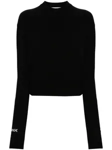 Max Mara Sportmax Women's Wool Crewneck Sweater in Black