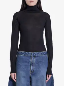 Alaïa Alaïa Women's Bodysuit in Sheer Knit Black