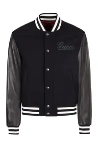 Gucci Men's Wool And Leather Bomber Jacket