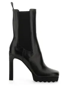 Off-White Women's Chelsea Boot With Heel in Black
