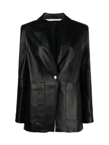 Palm Angels Women's Leather Track Blazer in Black