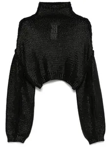 Max Mara Sportmax Women's Cropped Cotton Sweater in Black