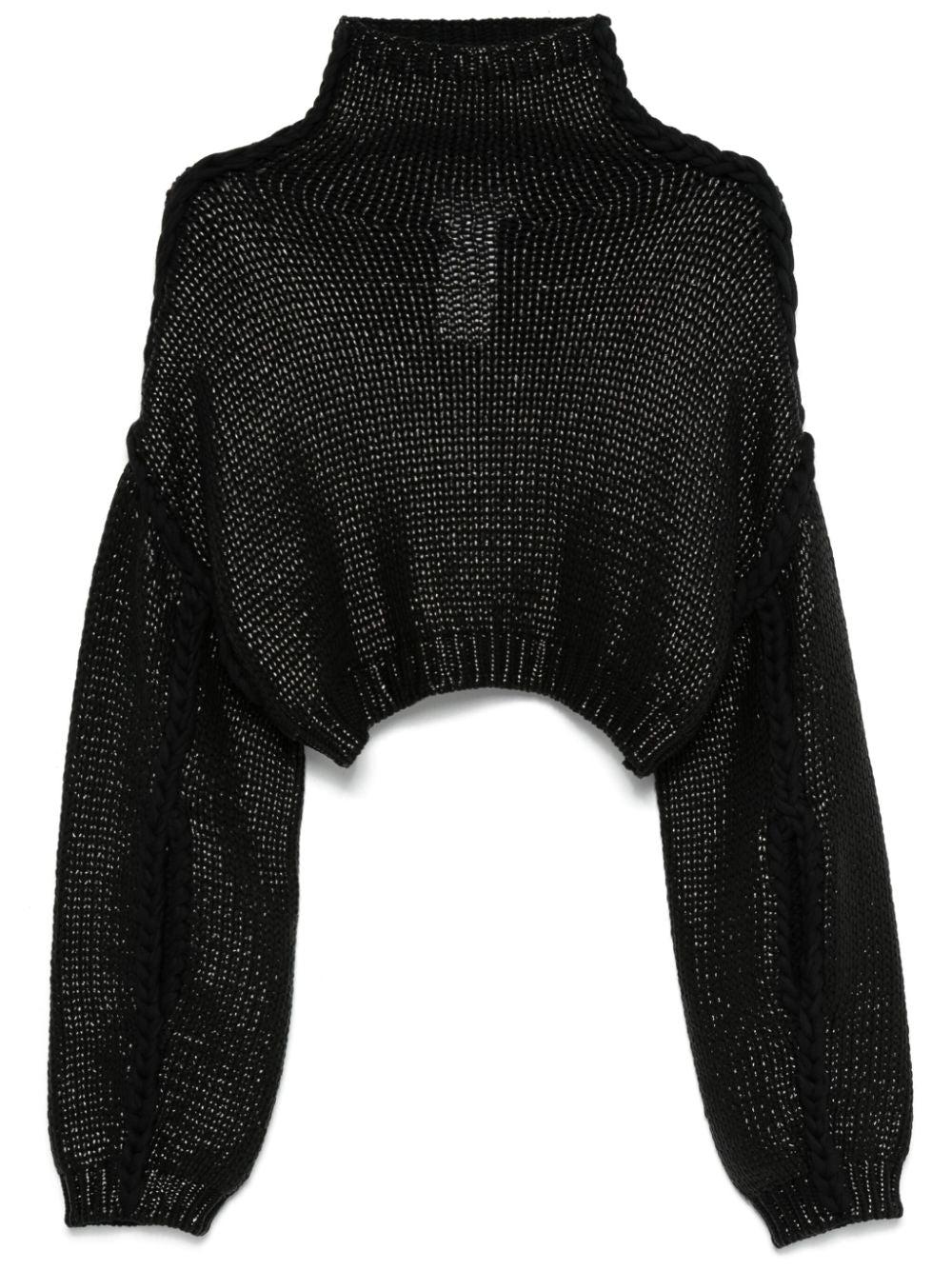 Max Mara Sportmax Women's Cropped Cotton Sweater in Black