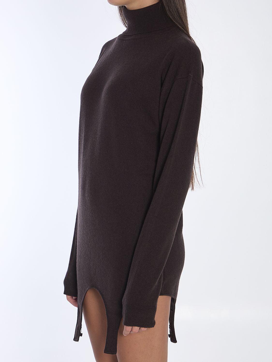 Saint Laurent Women's Turtleneck Garter Sweater in Brown