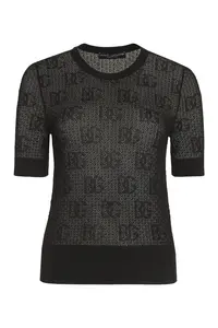 Dolce & Gabbana Women's Jacquard Knit T-Shirt in Black
