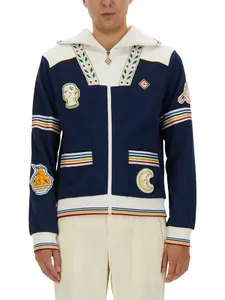 Casablanca Men's Zip Sweatshirt in Blue