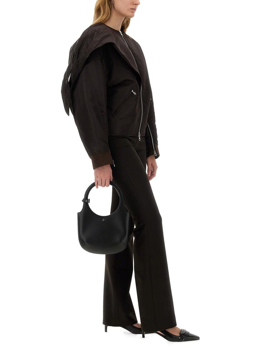 CourrÃ¨ges Courrèges Women's Bow Neck Bomber Jacket in Brown