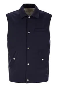 Brunello Cucinelli Men's Sleeveless Jacket In Virgin Wool in Blue