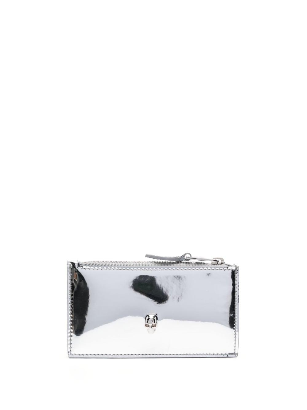 Alexander Mcqueen Women's Small Skull Card Holder in Silver