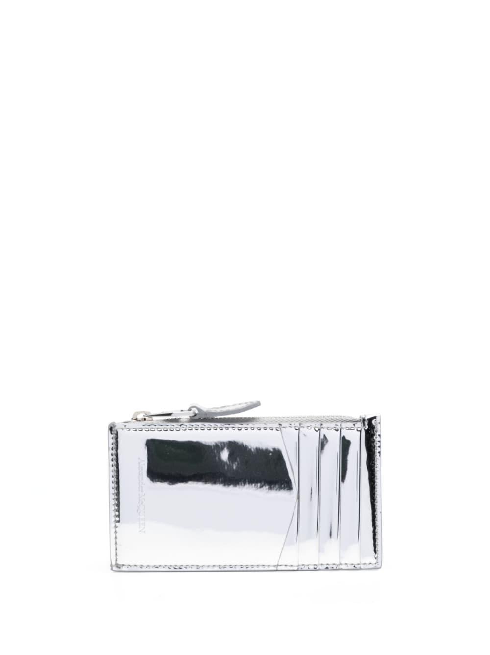 Alexander Mcqueen Women's Small Skull Card Holder in Silver