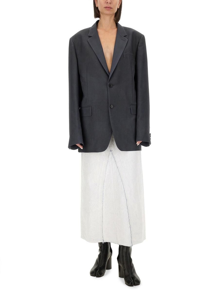 Maison Margiela Women's Mohair Wool Blazer in Grey