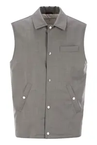 Brunello Cucinelli Men's Sleeveless Jacket in Virgin Wool in Grey