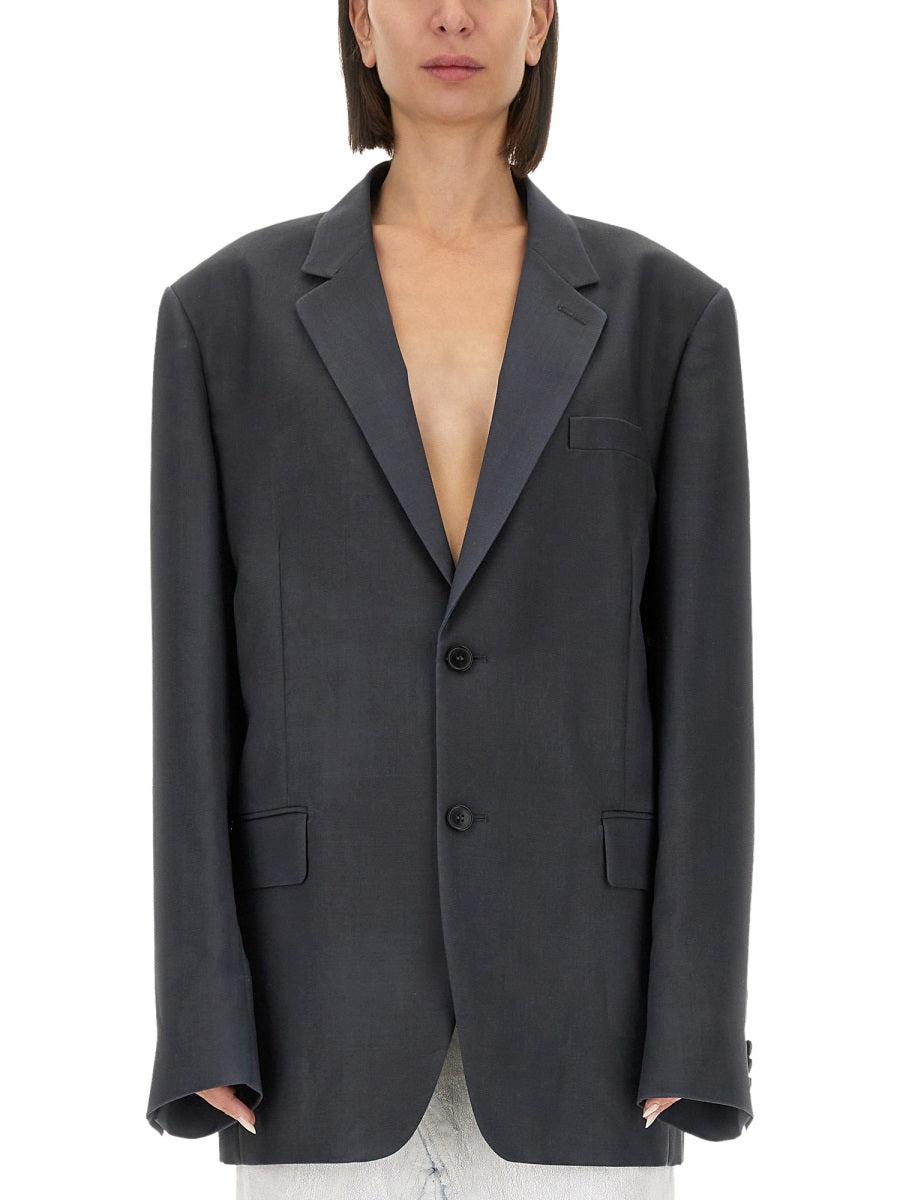 Maison Margiela Women's Mohair Wool Blazer in Grey