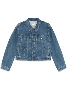 Khaite Women's Saunder Jacket in White and Denim Jacket in Blue