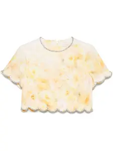 Zimmermann Women's Crush Printed Linen Top in Yellow