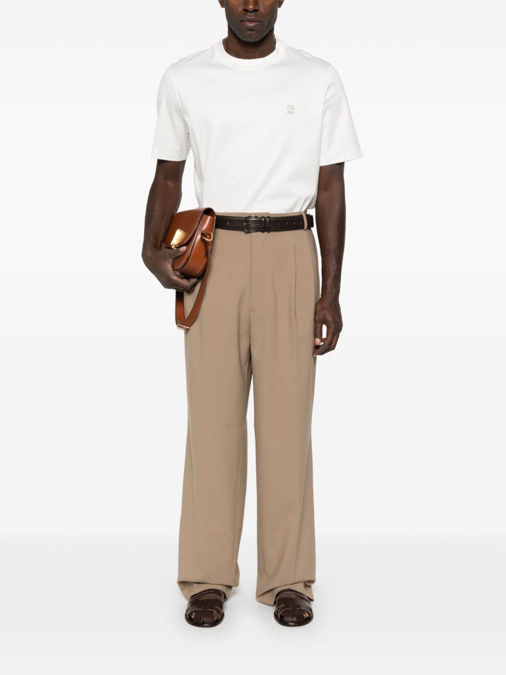 Brunello Cucinelli Men's Logo Cotton T-Shirt in White