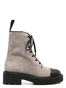 Aquazzura Women's Desert Suede Lace Up Boots in Fgb Grey