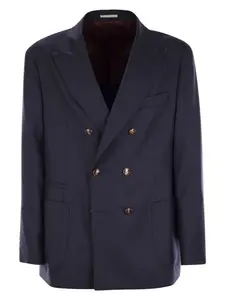 Brunello Cucinelli Men's One-And-A-Half-Breasted Deconstructed Jacket In Virgin Wool in Blue