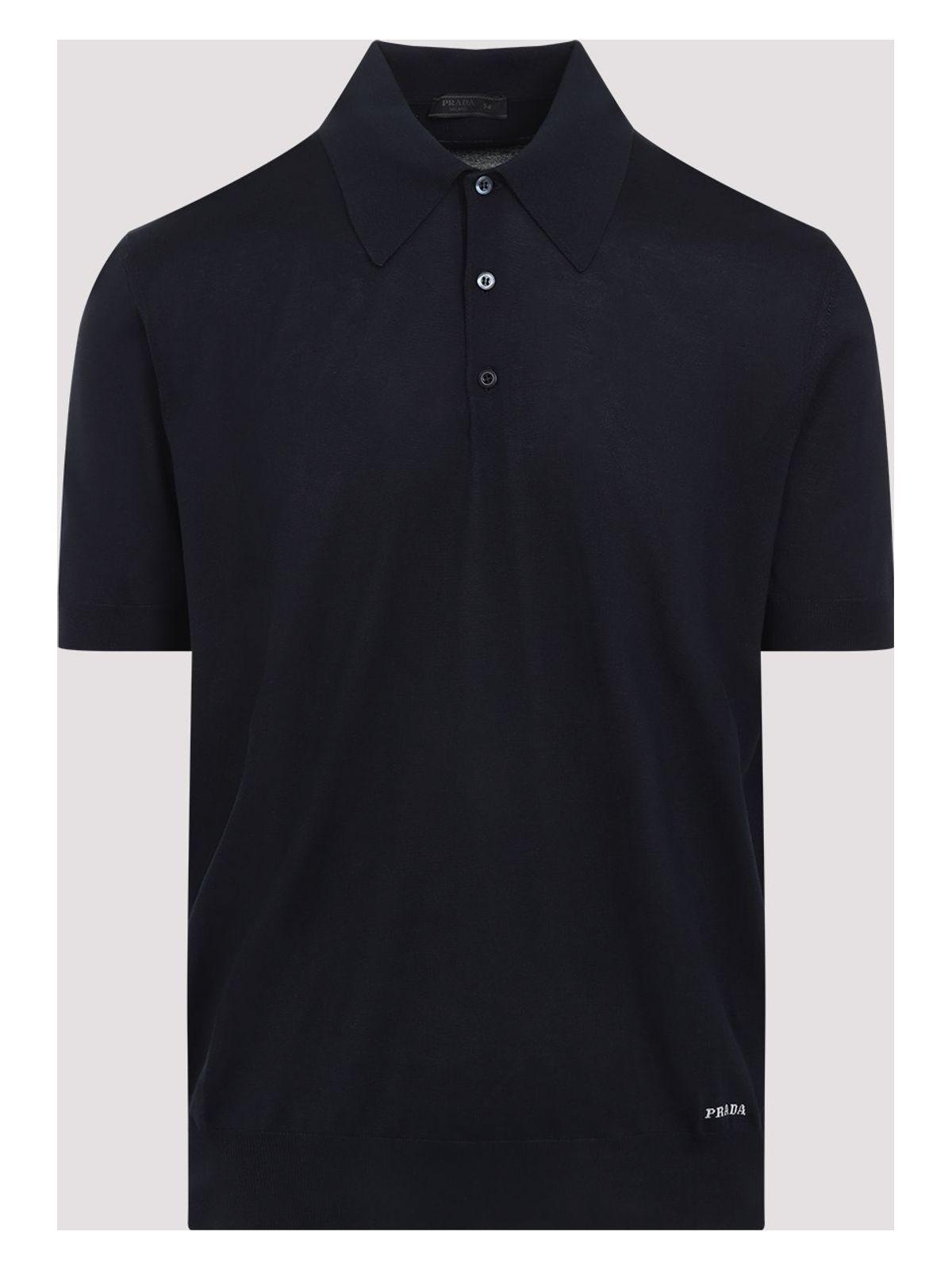Prada Men's Silk Polo T-Shirt in Blue