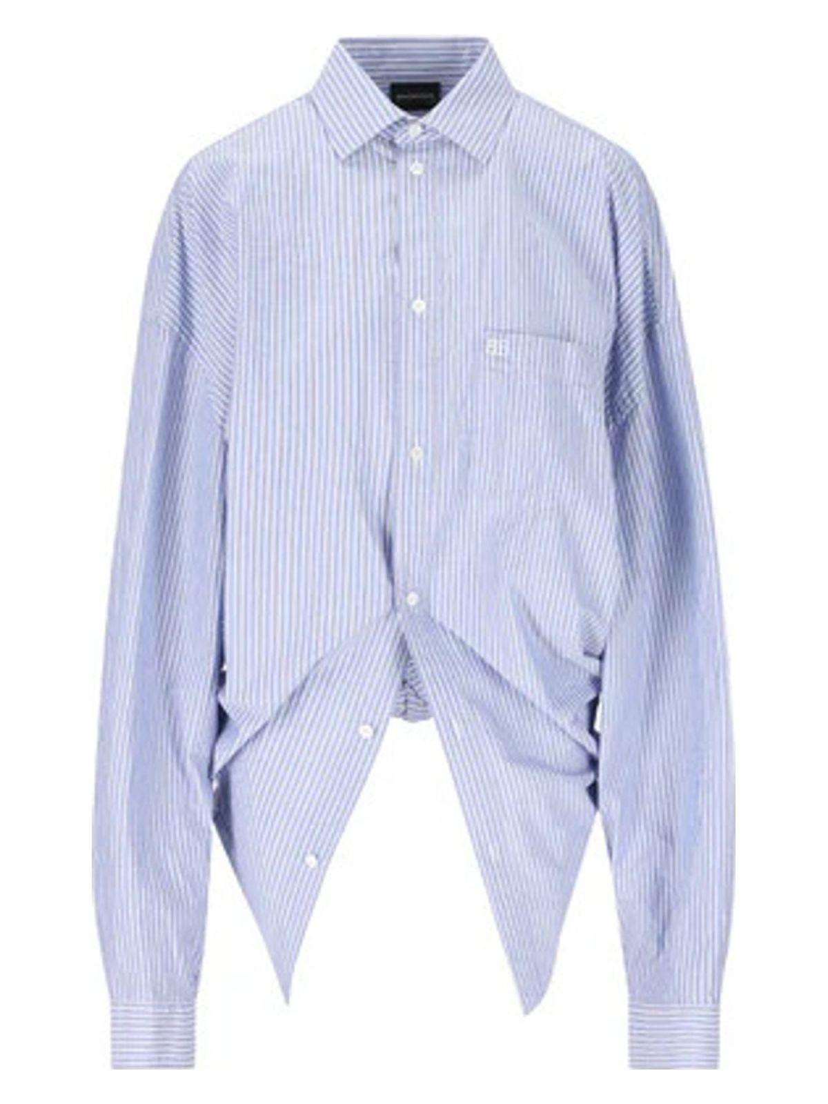 Balenciaga Women's Embroidered Poplin Shirt, Long Sleeves Knotted Shirt, Pure Cotton Shirt