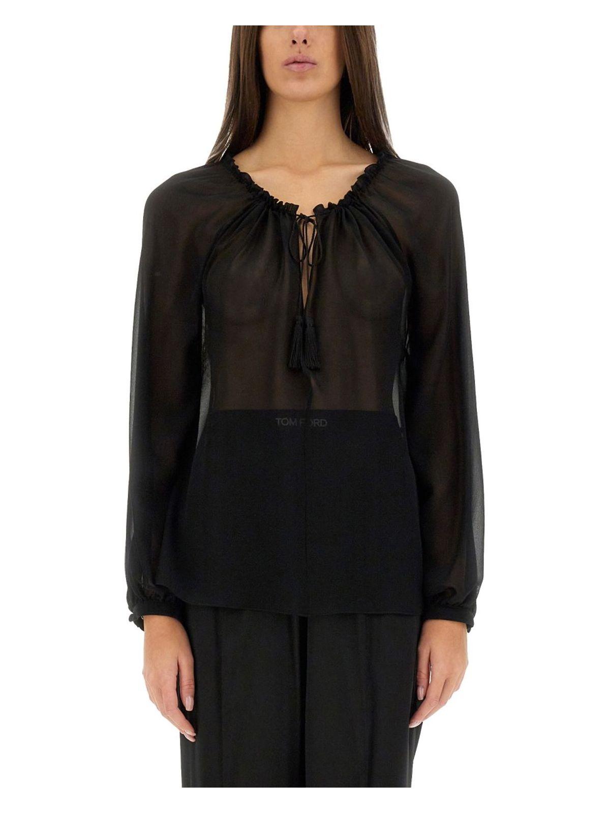 Tom Ford Women's Blue In Silk Shirt in Black