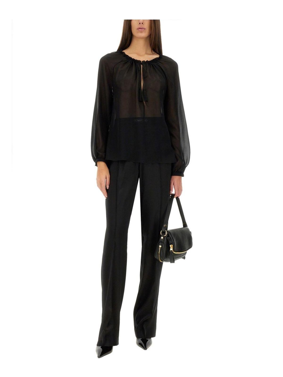 Tom Ford Women's Blue In Silk Shirt in Black
