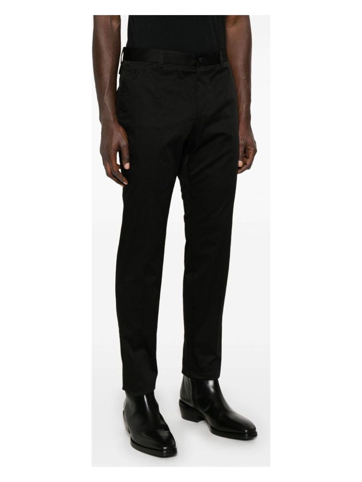 Dolce & Gabbana Men's Logo-Embroidered Tapered Leg Cotton Trousers and Tailored Pants in Black